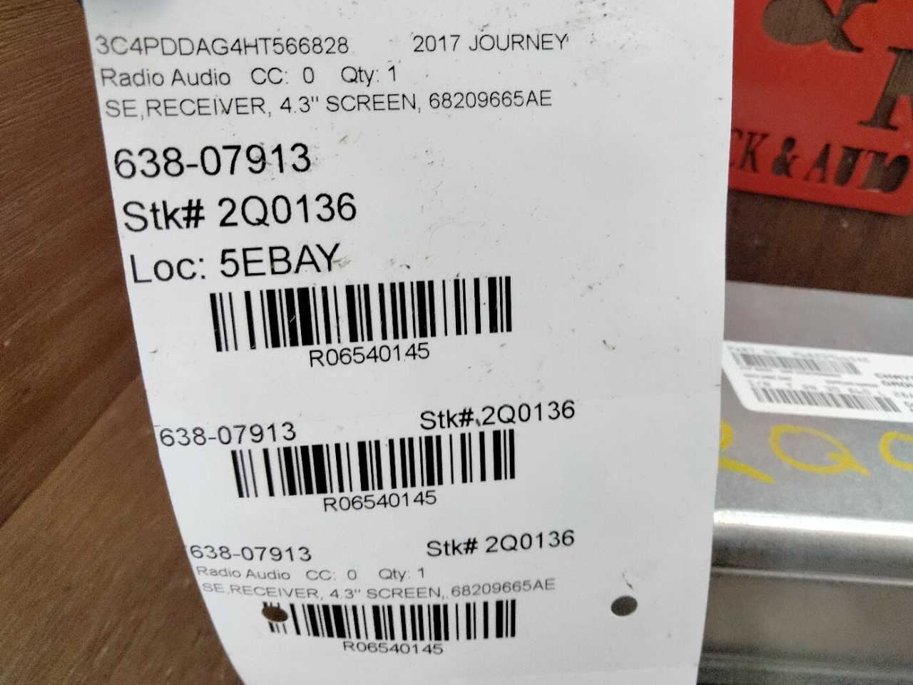 2013-2020 DODGE JOURNEY RADIO RECEIVER AM FM CD MP3 WMA PLAYER 68209665AE