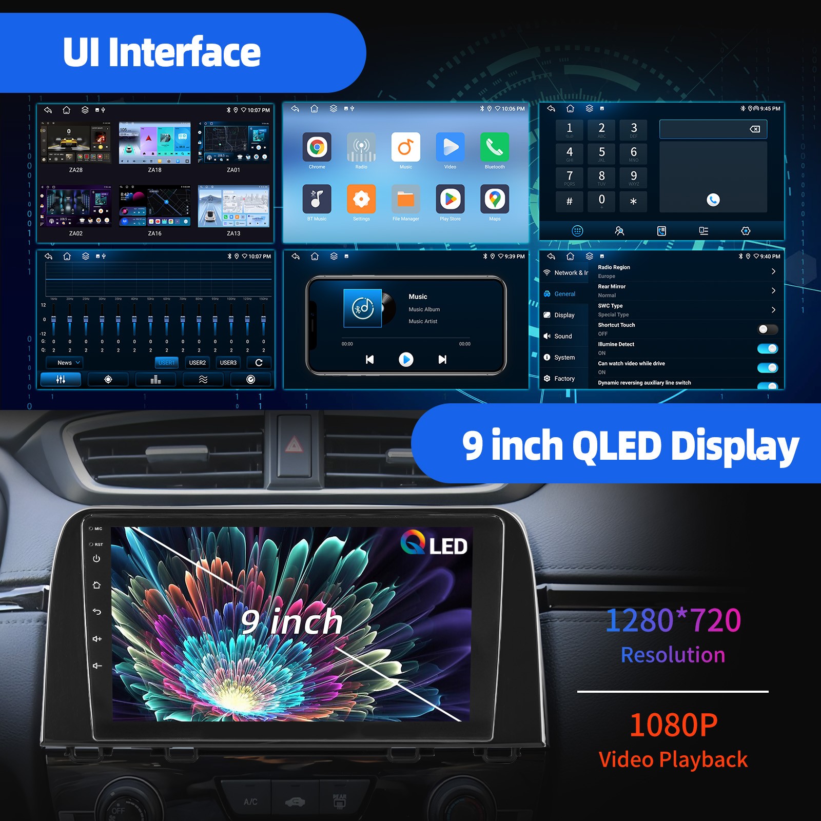 For Honda CRV 2017-2021 Android 15.0 Car Stereo Radio CarPlay GPS Wifi+MIC AHD