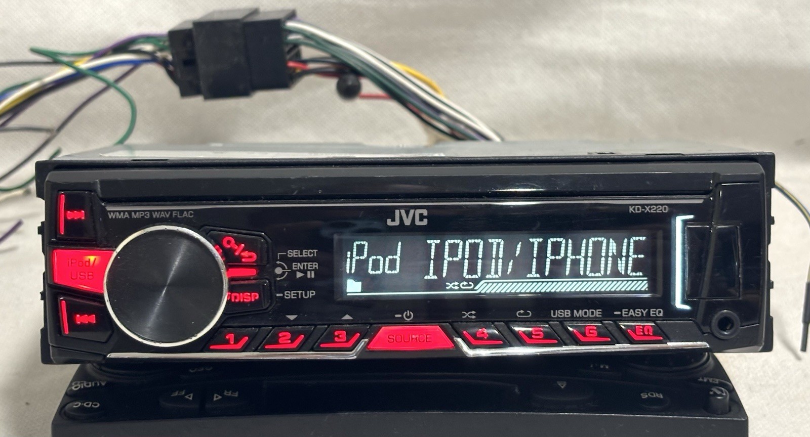JVC KD-X220 WMA MP3 WAV FLAC FRONT USB/AUX iPod MEDIA PLAYER