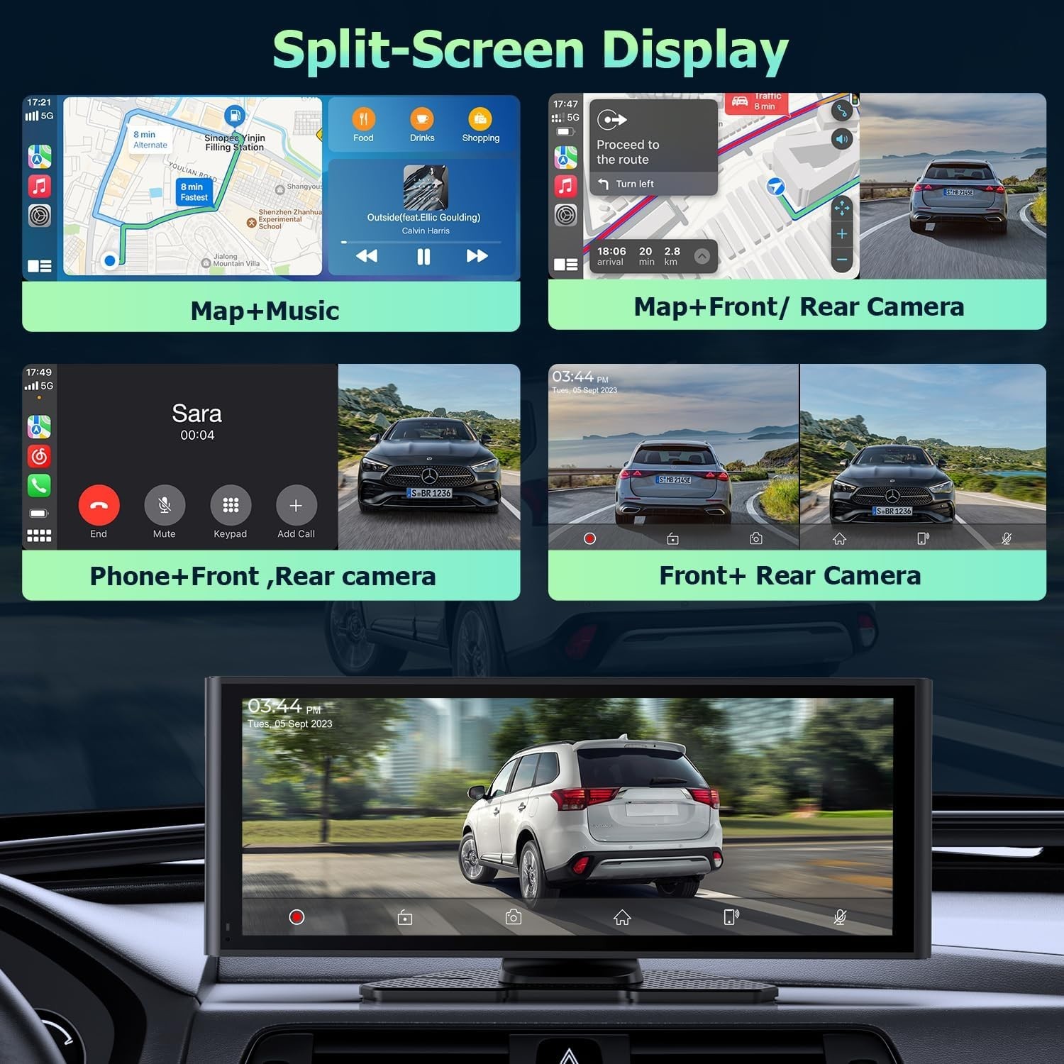CarPlay Display 10.26 Inch IPS Touch Screen, Android Car Display with 4K Dash Ca