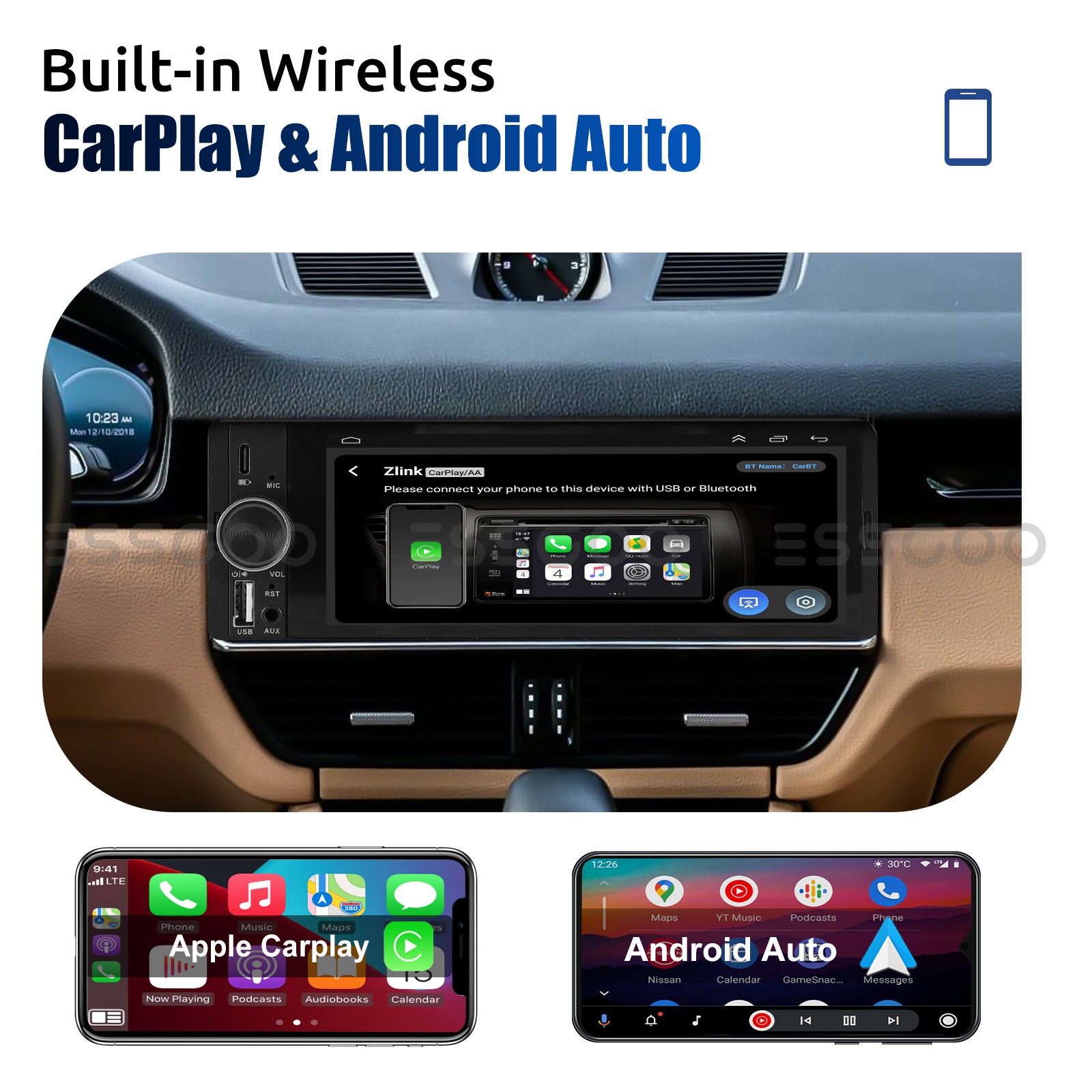 7″ Car Radio For Apple Carplay Android Single 1Din Touch Screen Stereo Bluetooth