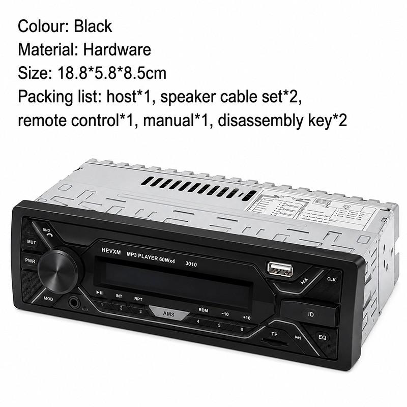 Single Din MP3 Player Car Radio Stereo Audio Receiver Bluetooth AUX FM SD USB