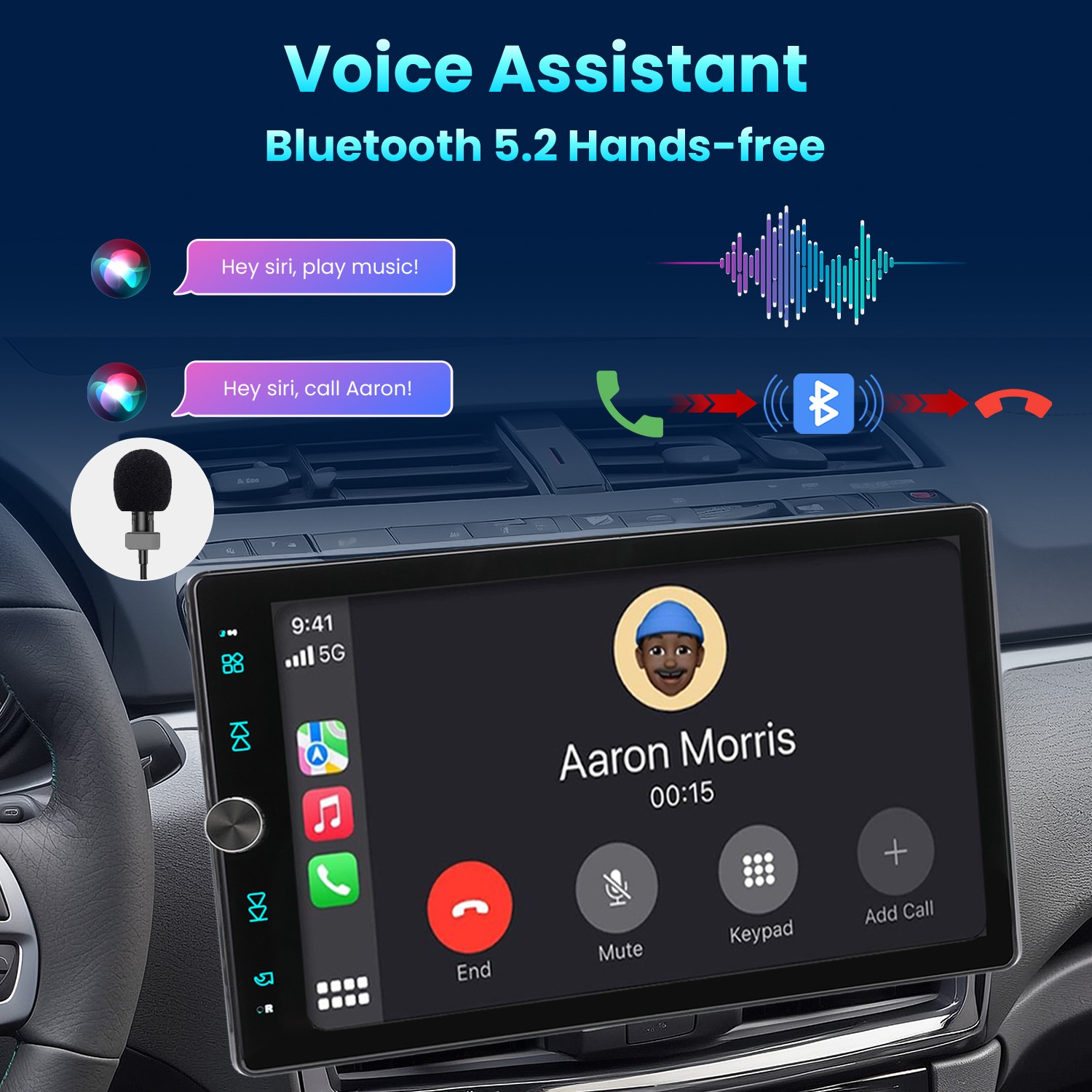 Single DIN 10.4″ Wireless Apple CarPlay Android Auto Car Stereo Rotatable Screen