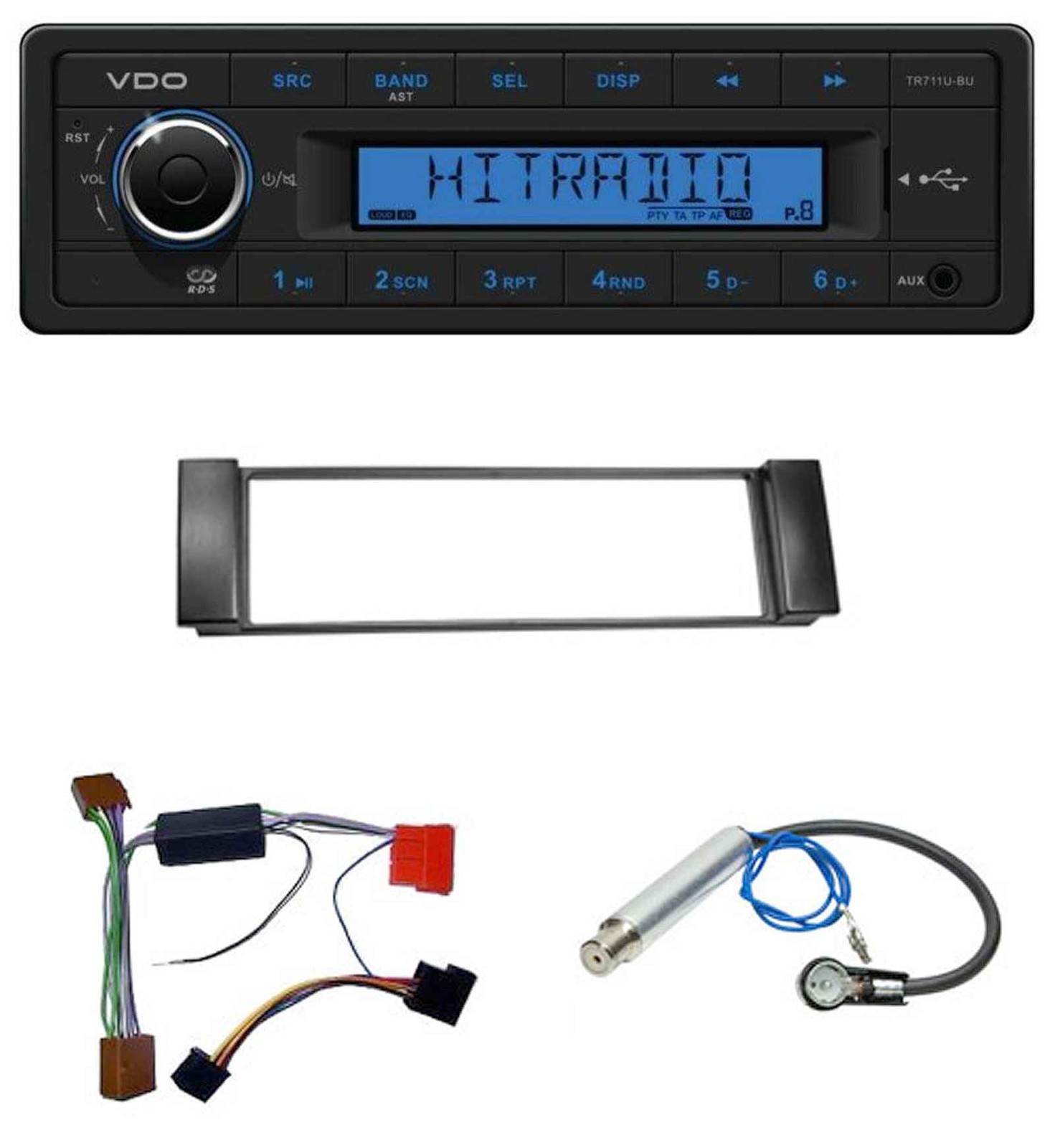 VDO AUX 1DIN MP3 USB Car Stereo for Audi A3 8L 00-03 A6 C5 00-04 Active System Mini