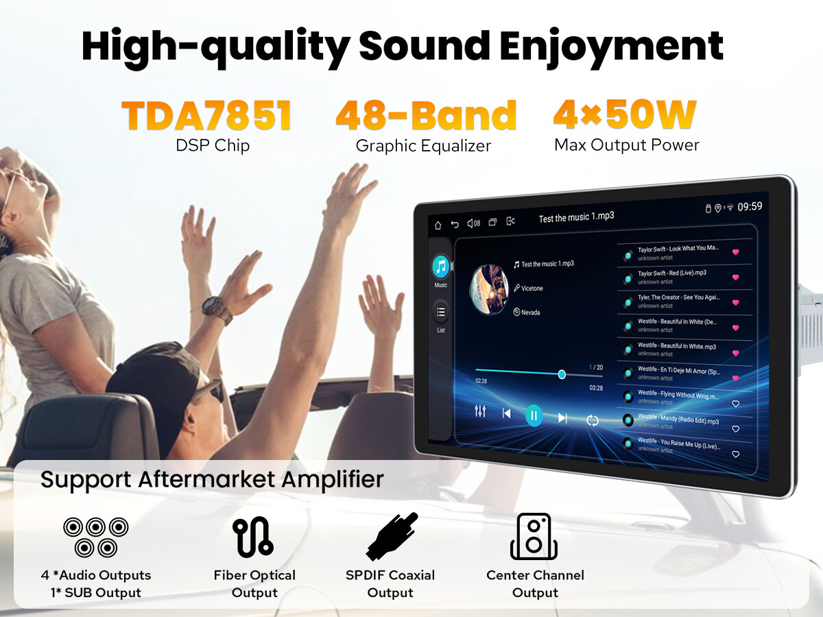 JOYING 10.1in Wireless CarPlay Android 13 Car Stereo 8+128GB Single Din GPS 4G