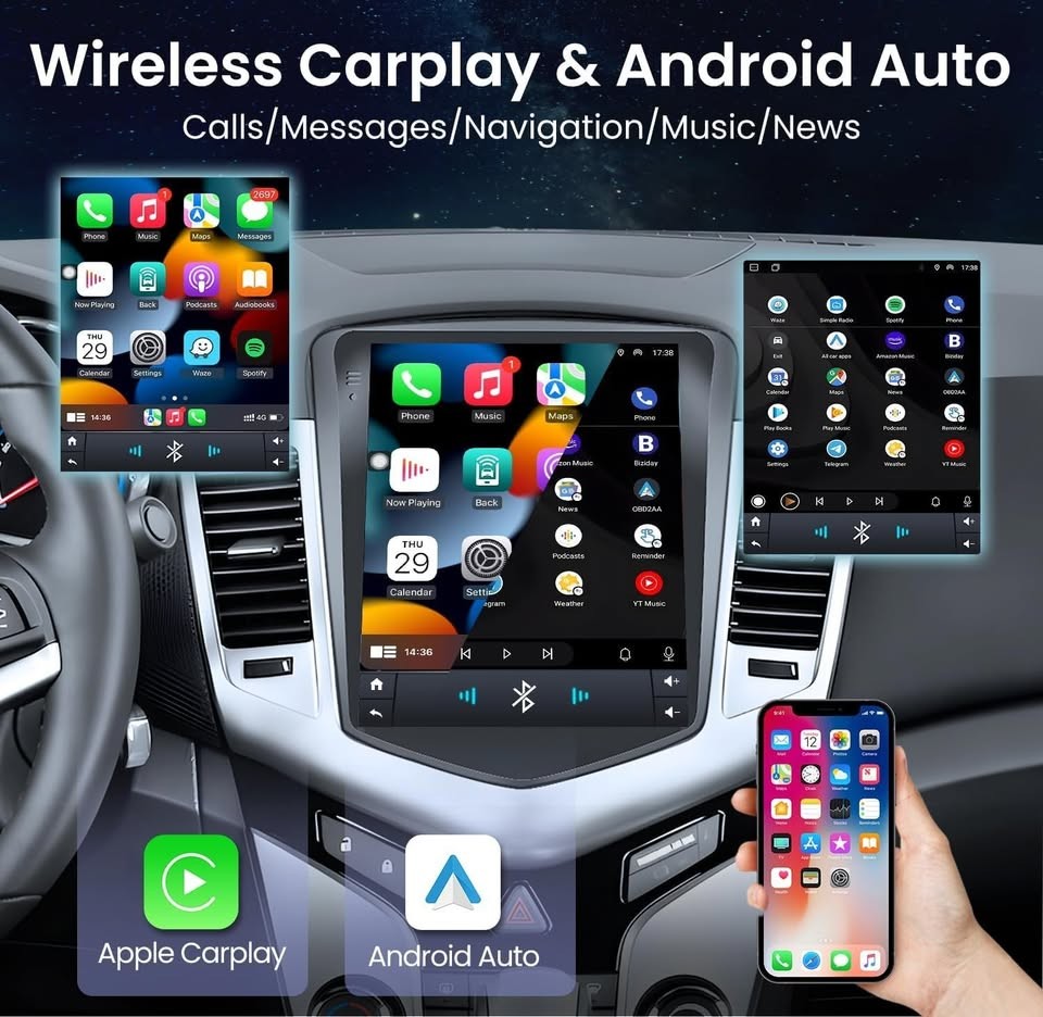 Chevy Cruze (2009-2015) 10.4″ Android 12 Car Radio GPS 64G 5G WiFi CarPlay BT