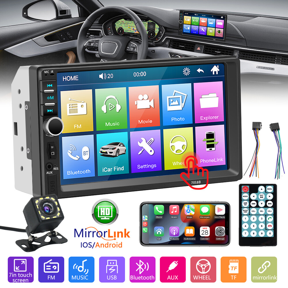 Radio Estereo De Pantalla Coche Carro Auto MP5 Tactil 2 DIN Bluetooth Con Camara