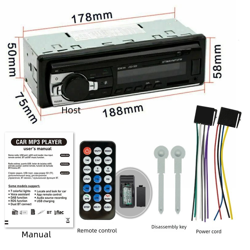 MP3 Radio Player Bluetooth Car Stereo Audio In-Dash FM Aux Input Receiver SD USB