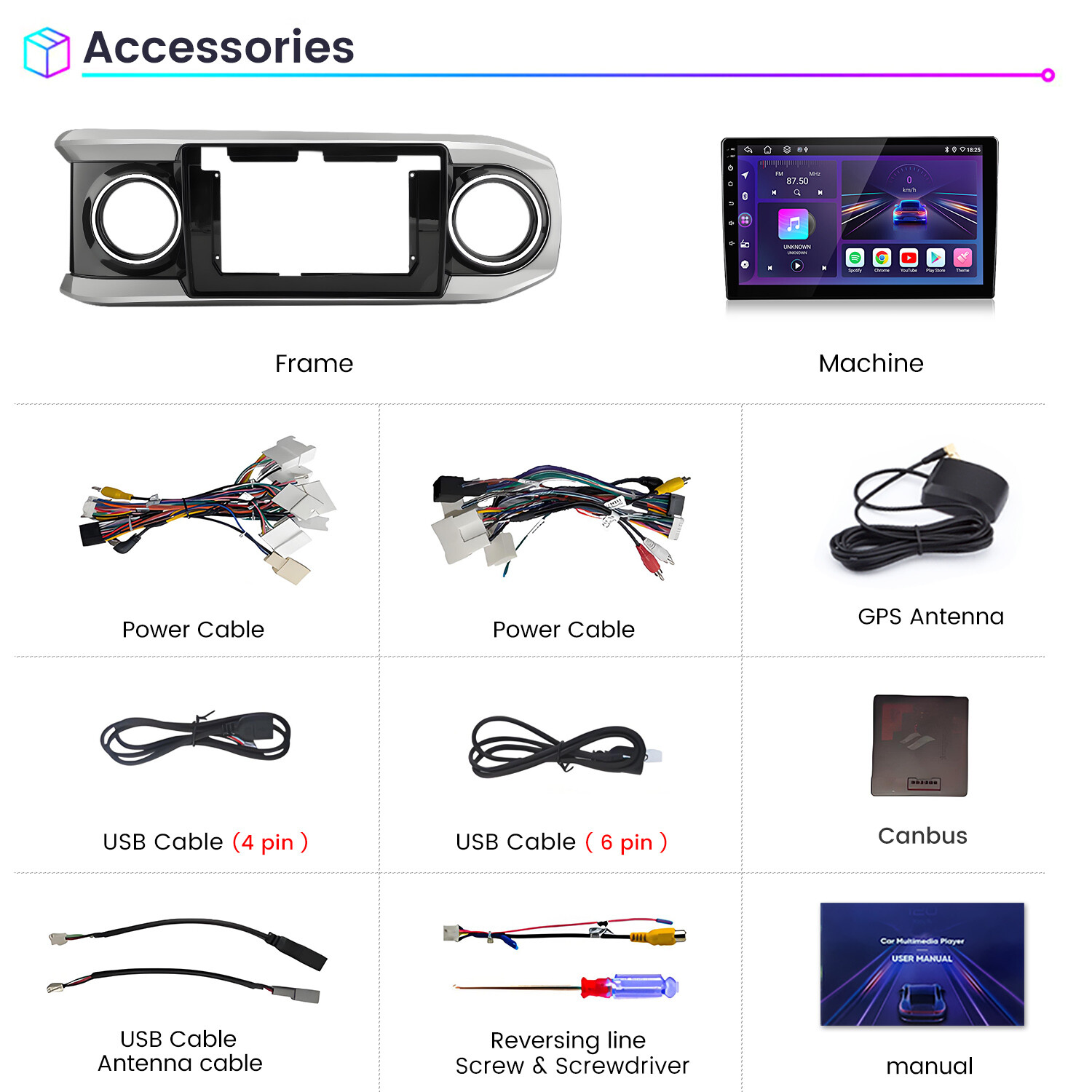 64G Android Car Stereo Radio For Toyota Tacoma 2016-2021 Carplay GPS Navi FM RDS