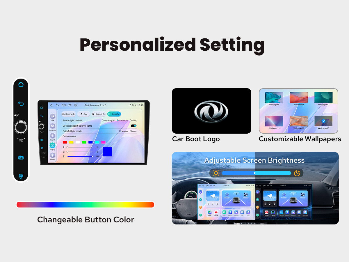 10.1″ 2.5D Curved Touchscreen Single Din Android 12 Car Radio with Qualcomm Chip