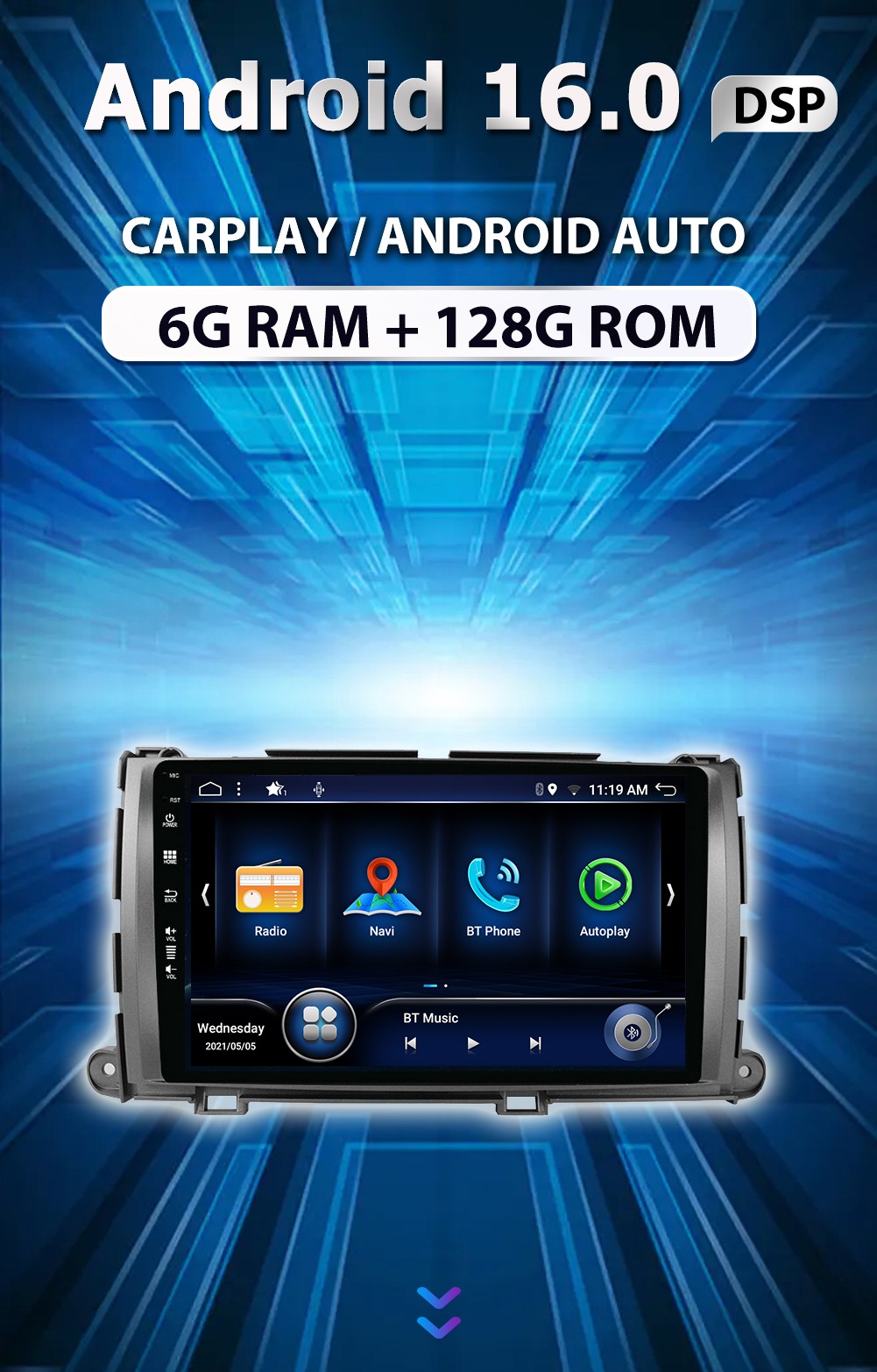 6+128GB Android 16 Car Stereo GPS For 2011-2014 Toyota Sienna CarPlay AM 6+128GB