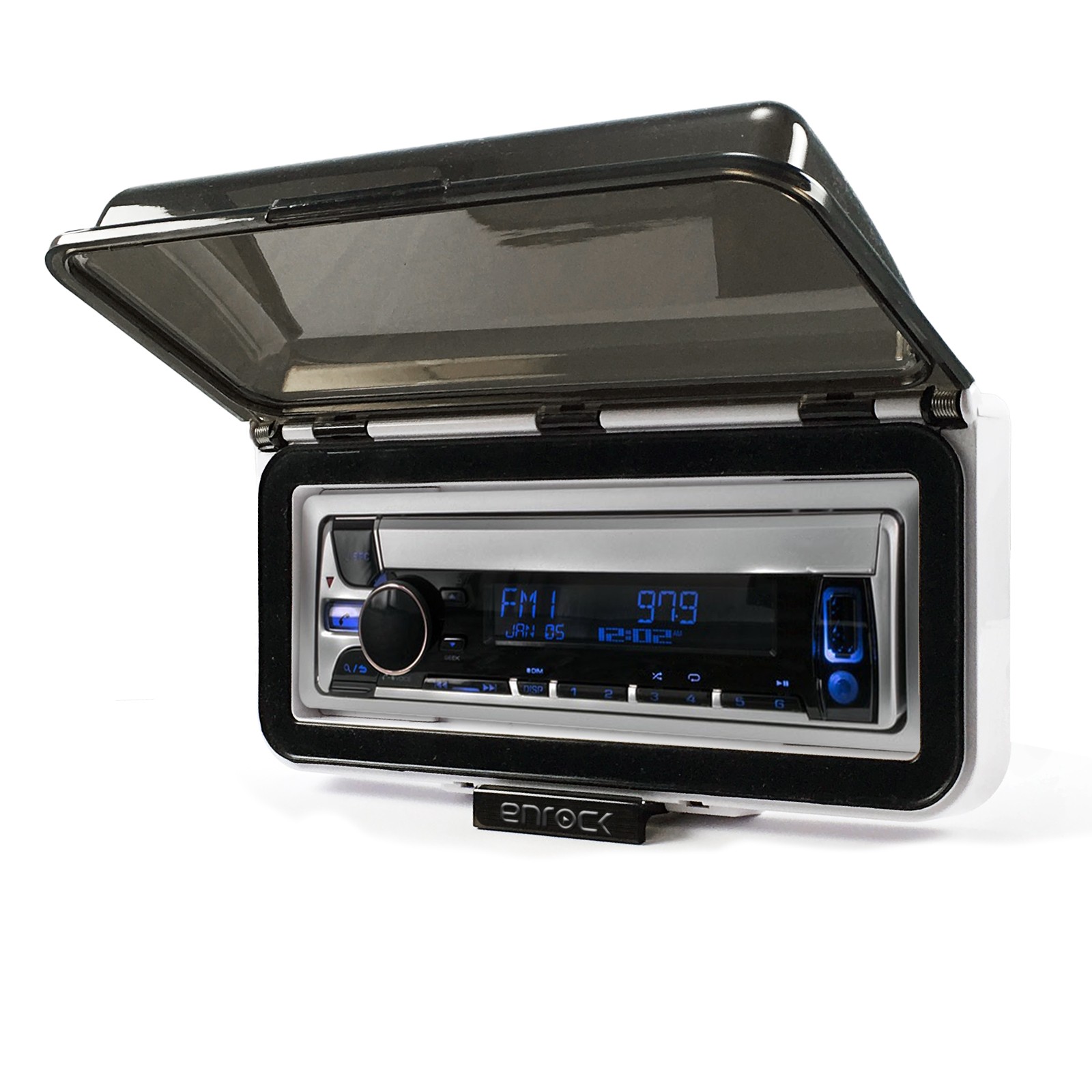 JVC KD-T92MBS Marine Bluetooth USB Receiver, 4x 6.5″ White LED Speakers, Cover