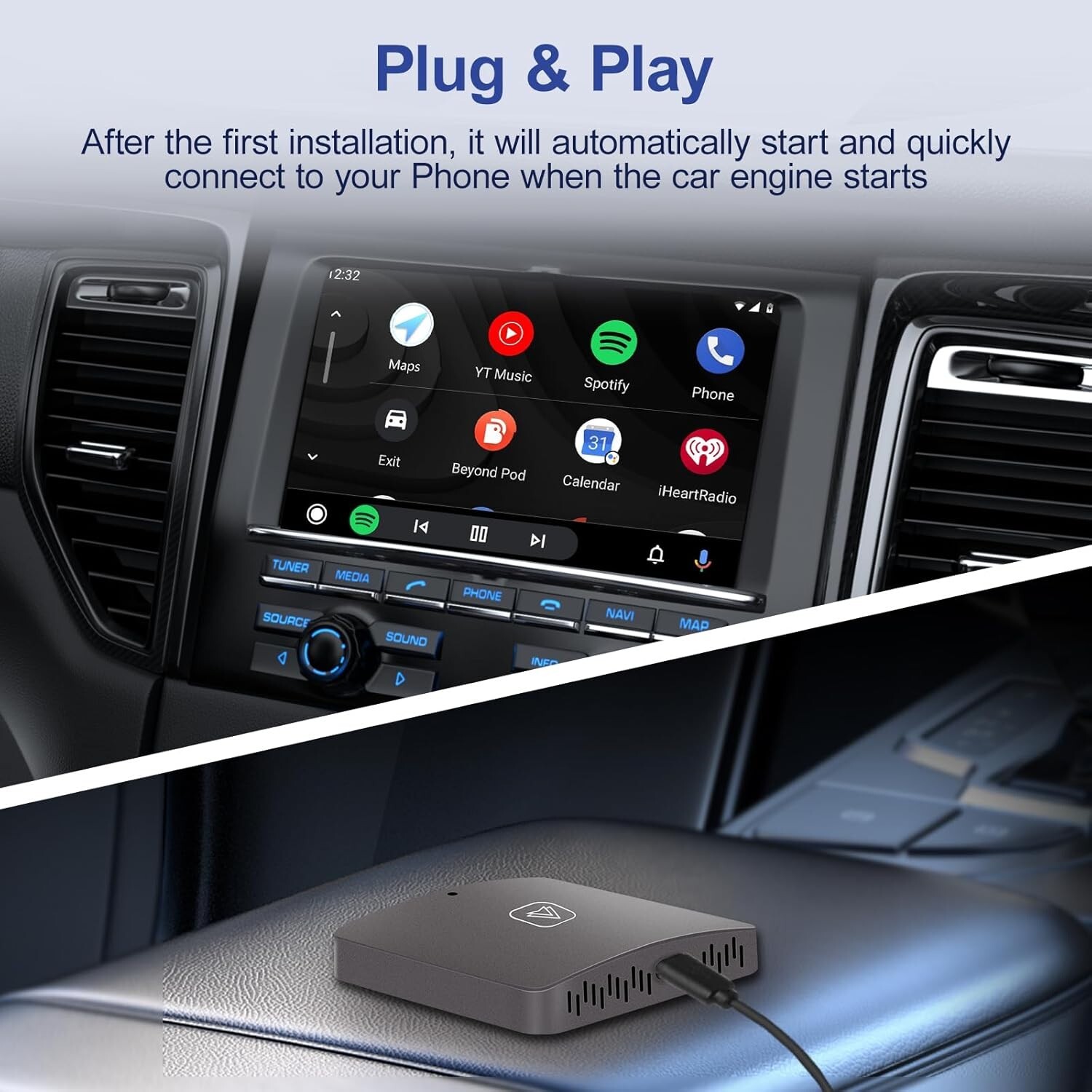 Podofo Wireless Android Auto Adapter, 2023 Upgrade Wireless