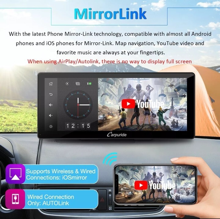 Carpuride W103PRO Portable Car Stereo Audio Wireless Apple CarPlay Android Auto