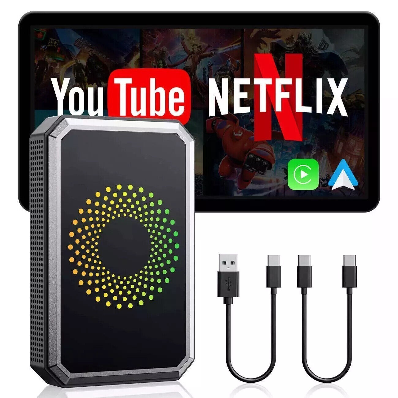 Wireless CarPlay WIFI AI box Android Auto Adapter Converter w/ Netflix YouTube
