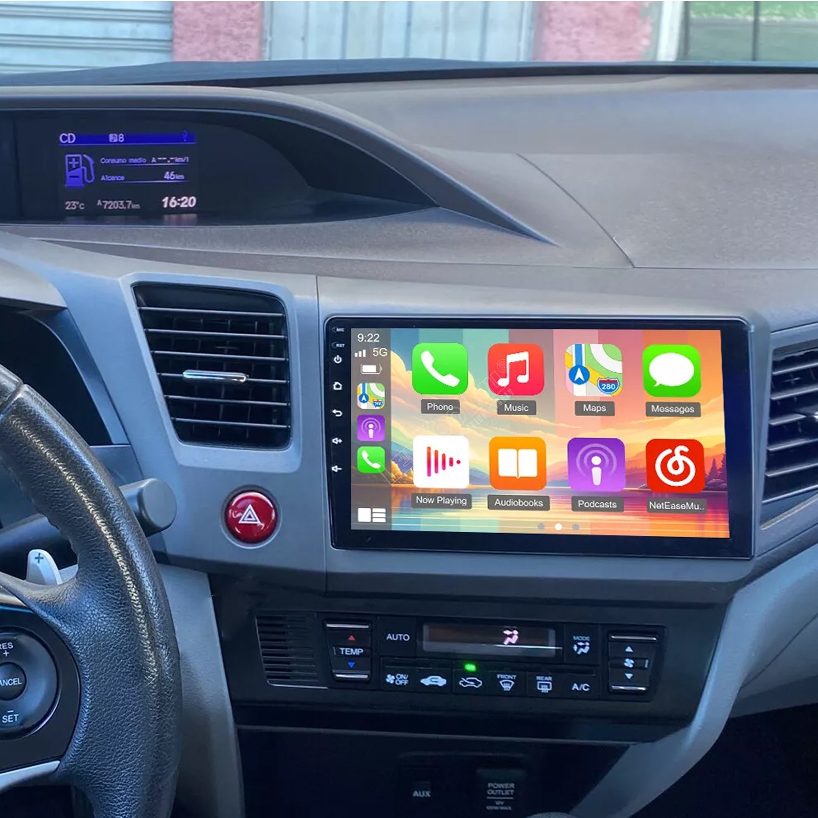 For Honda Civic 2012 Android 15 Carplay 9 inch Car Stereo WIFI GPS Navi 4+64G BT