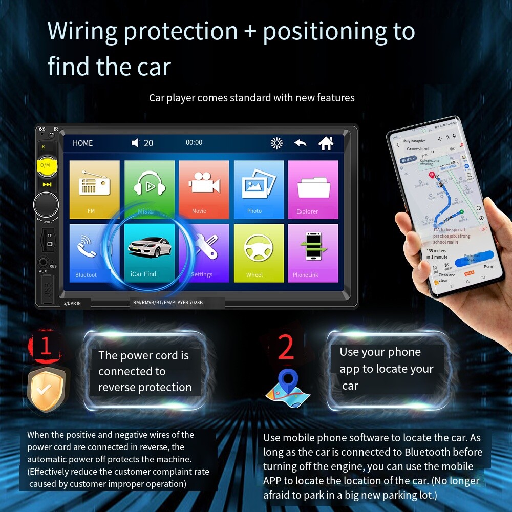 MP3 Bluetooth USB AUX In-put Hands-free Autoradio 7 Inch Car Radio MP5 Player