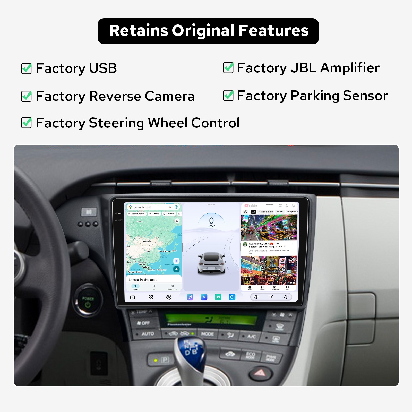 10.4 inch QLED CarPlay Android 13 Car Stereo GPS Navi For Toyota Prius 2010-2015