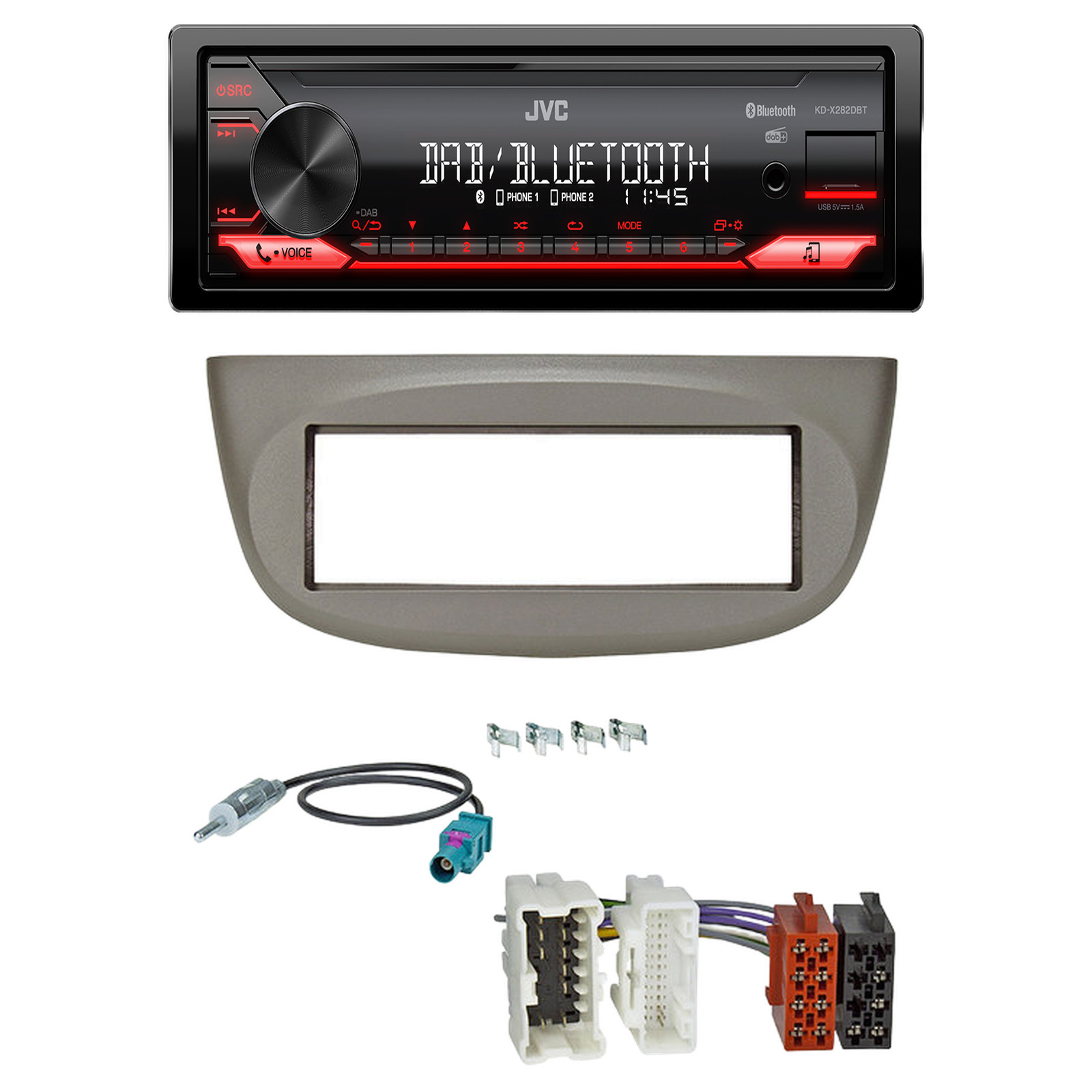 JVC KD-X282DBT Radio DAB Bluetooth With Fitting Kit For Renault Twingo 2012 Onwards