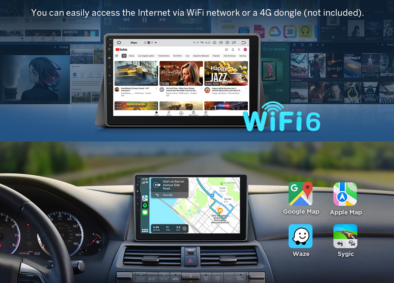 Android 14 IPS Display Car HeadUnit for Honda Accord Wireless CarPlay Navigation