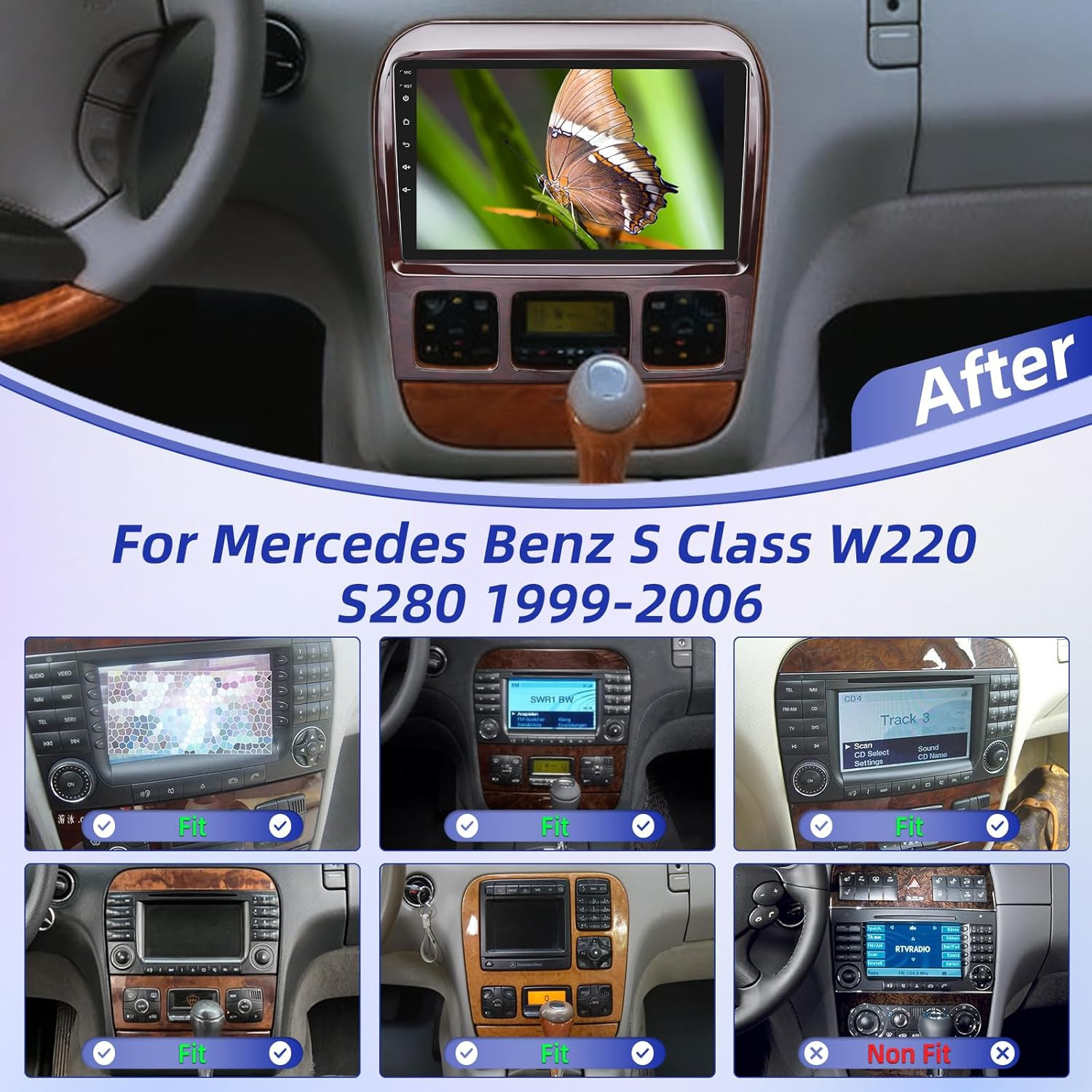 For Mercedes-Benz S Class W220 CAR PLAY ANDROID 14 AUTO CAR STEREO HEAD UNIT AHD