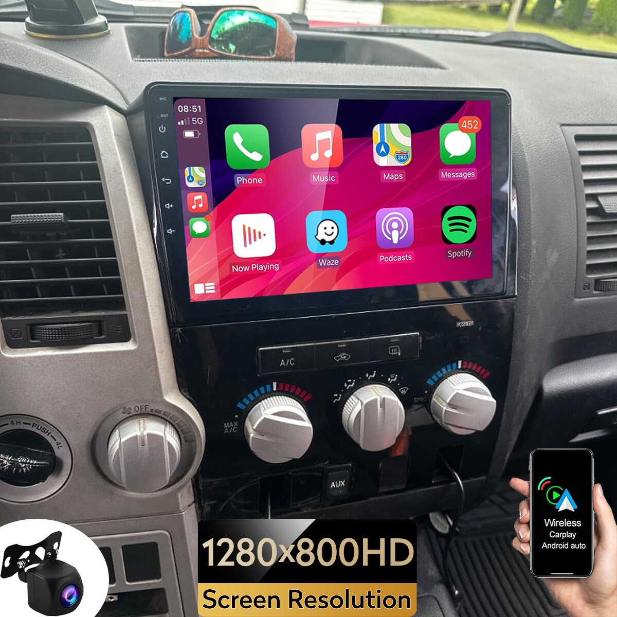 For Toyota Tundra 07-13 Sequoia 08-19 Android15 Car Radio Stereo GPS Navi 6+128G