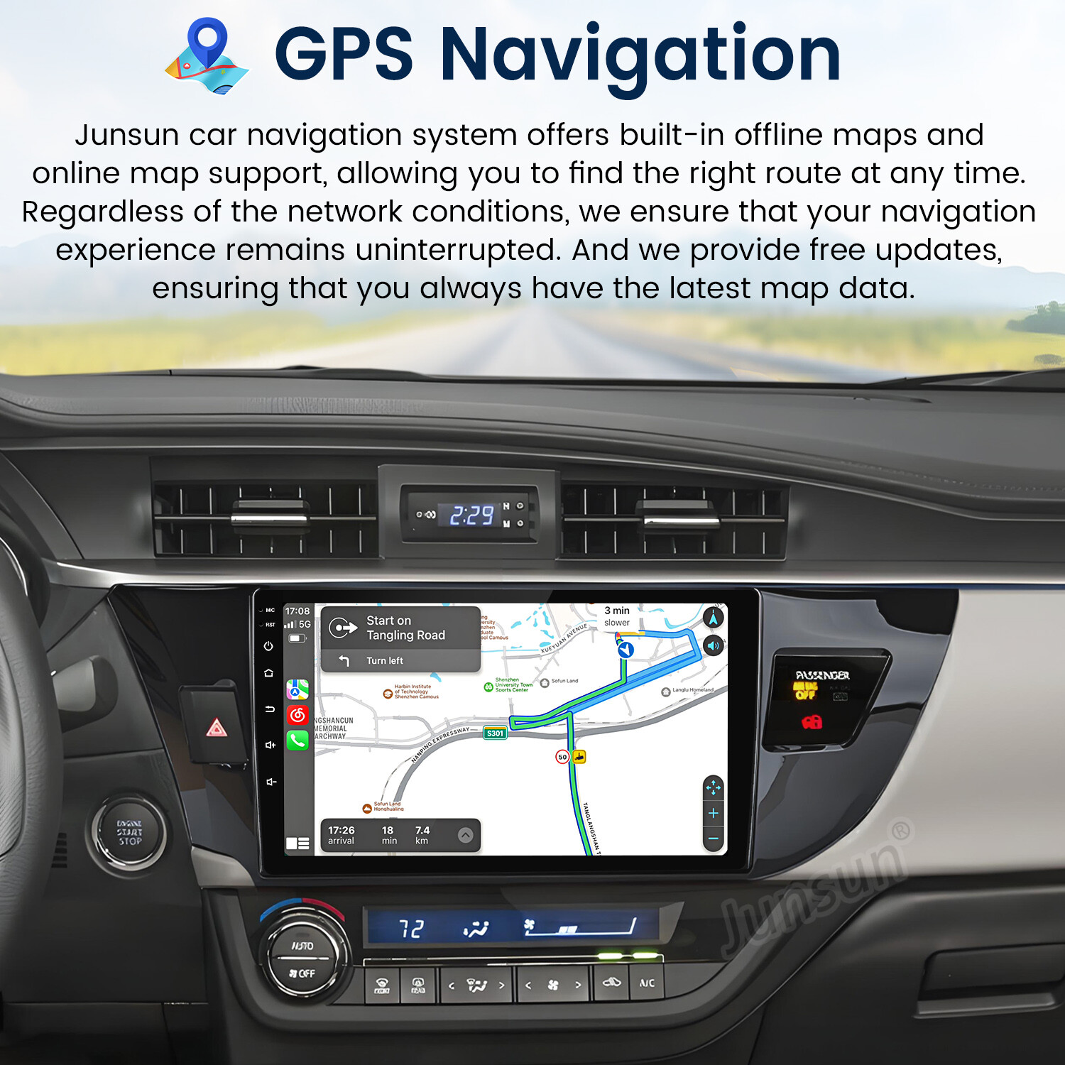 CarPlay 6+128GB Android15 Car Stereo Radio GPS Navi For Toyota Corolla 2014-2016