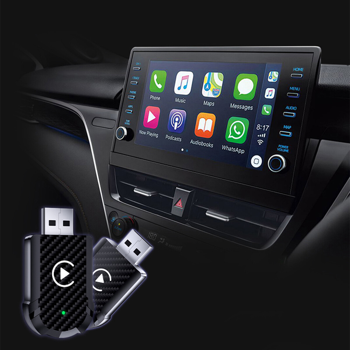 2025 Wireless CarPlay/Android Auto Adapter 5.0 USB-C 2-in-1 Smart Dongle A+