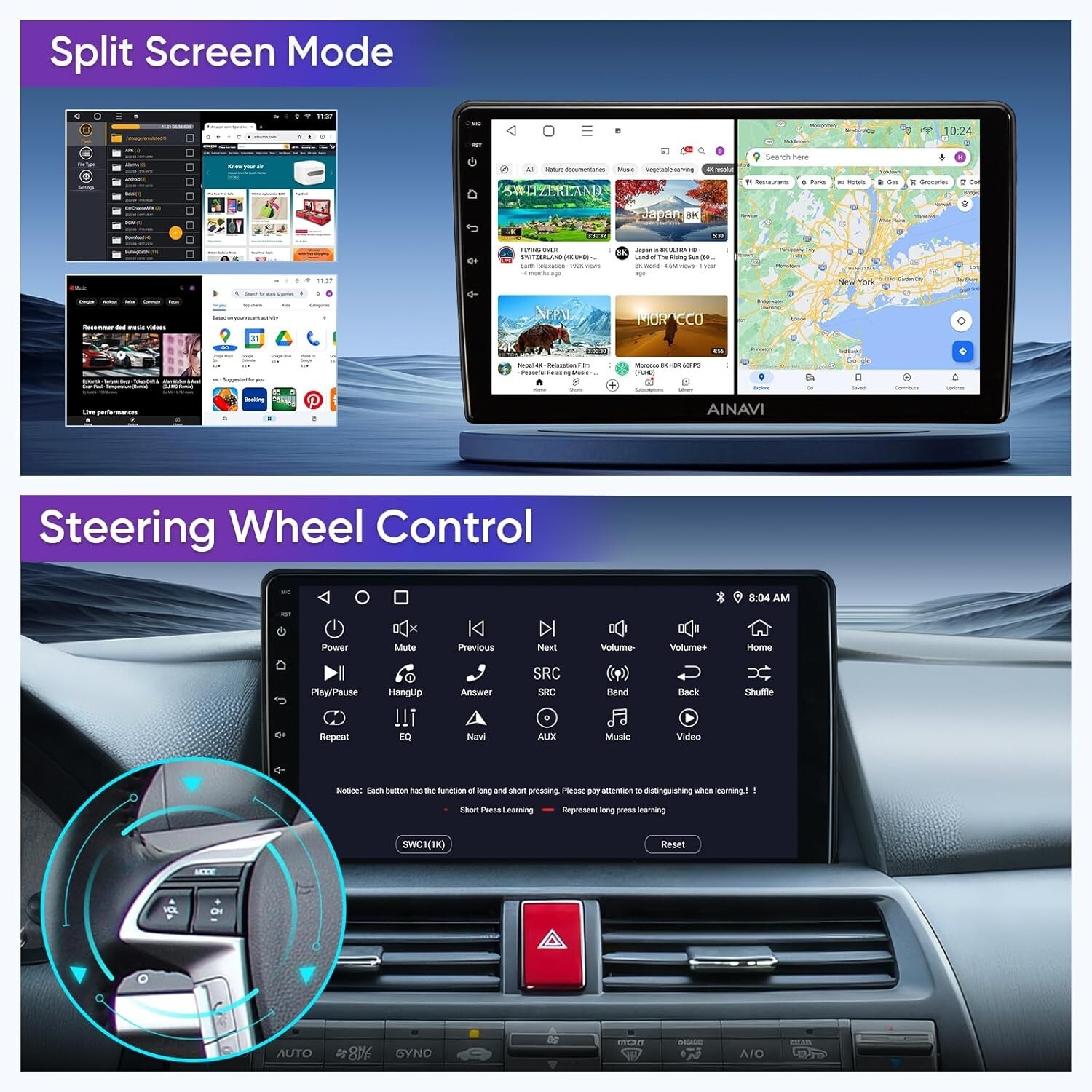 2+64G 5GWiFi FOR Honda Accord Radio Upgrade Tscrn 10″ Head Unit Car Stereo