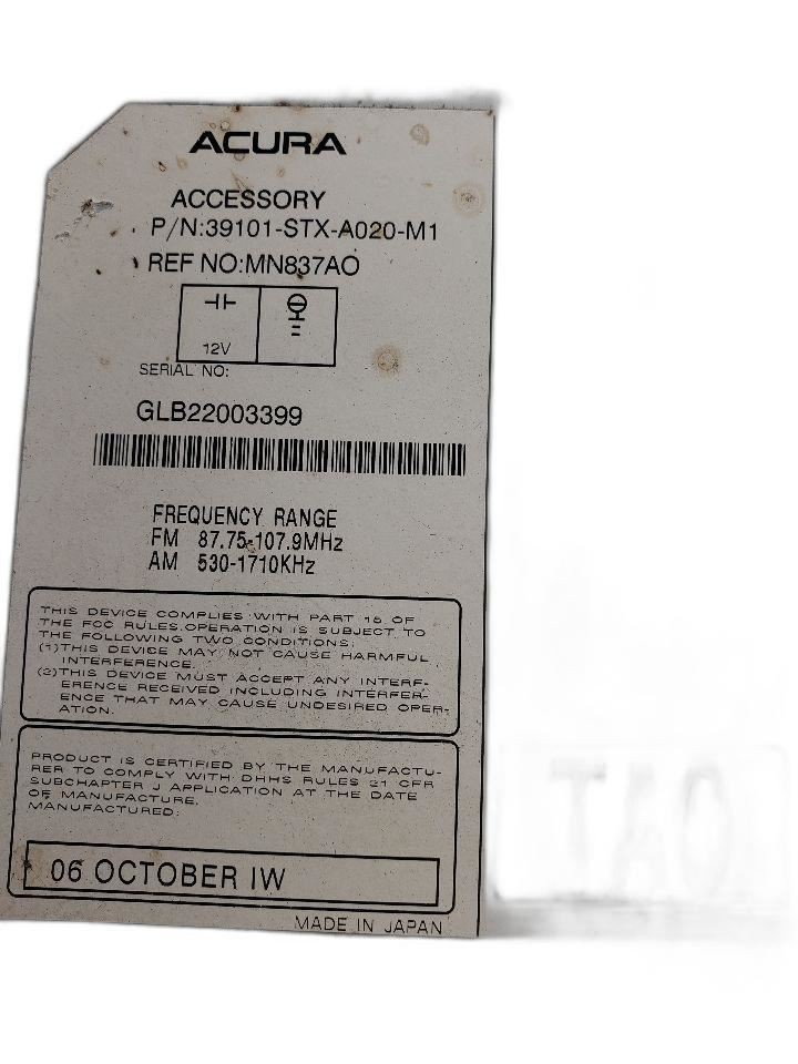 2007-2009 Acura MDX Radio Receiver Canada Market Base VIN 2 OEM 1296354