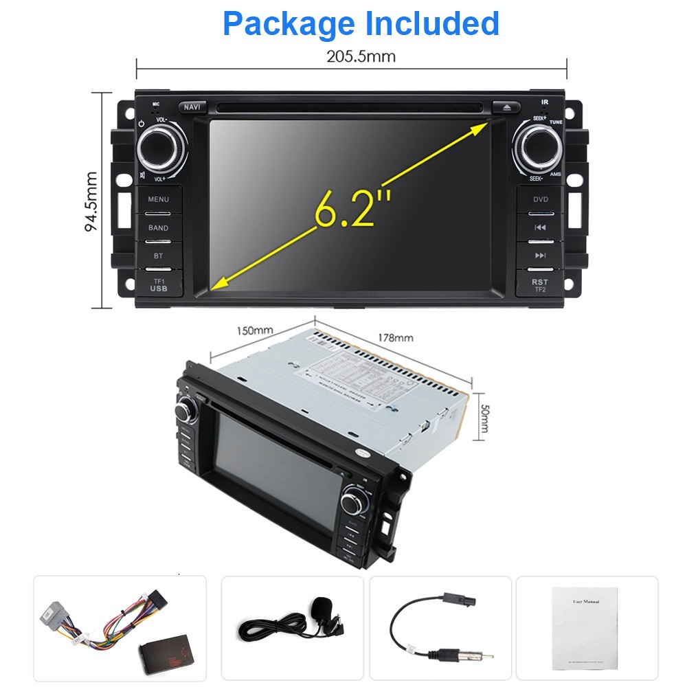 Plug & Play Car Radio Stereo CD DVD Player W/CarPlay GPS For Jeep Dodge Chrysler