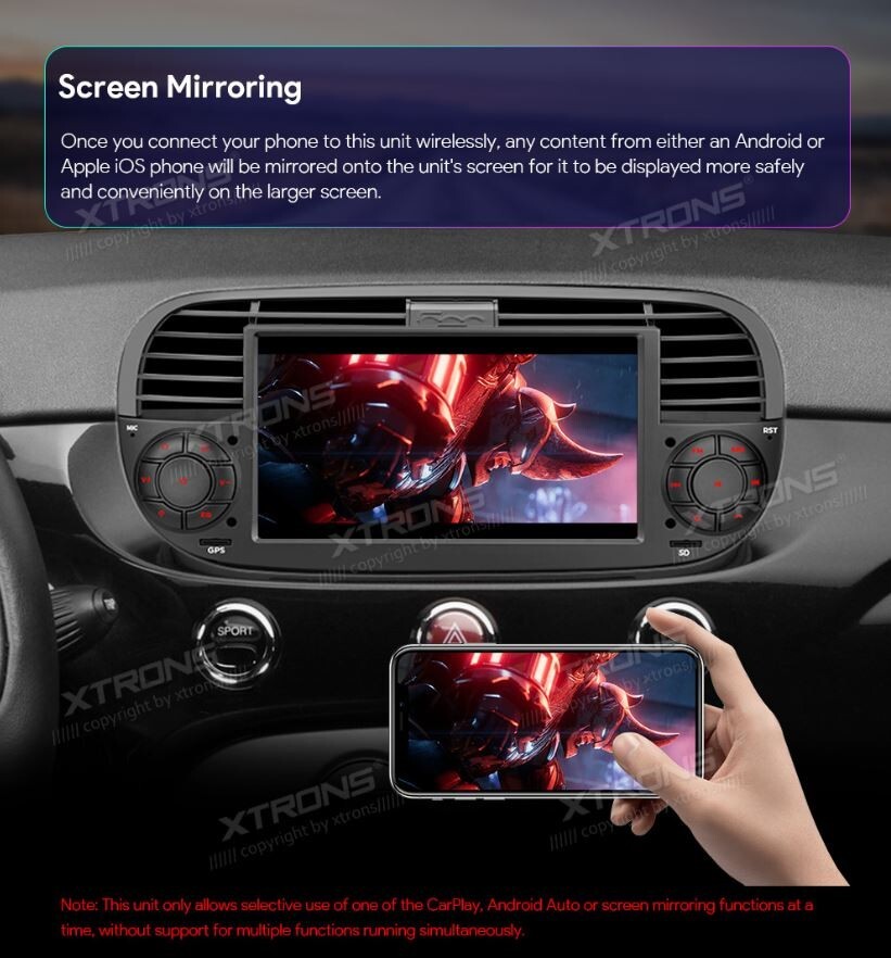 BLACK TABLET CAR FOR FIAT 500 CAR RADIO ANDROID OS 4G RAM + 64G ROM WI-FI GPS 7″