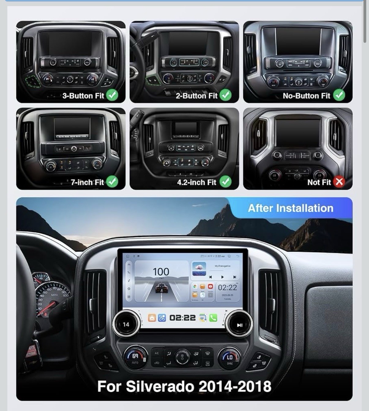 11.5 Carplay for Chevrolet Silverado GMC Sierra 2014-2018 Android Auto Car Radio