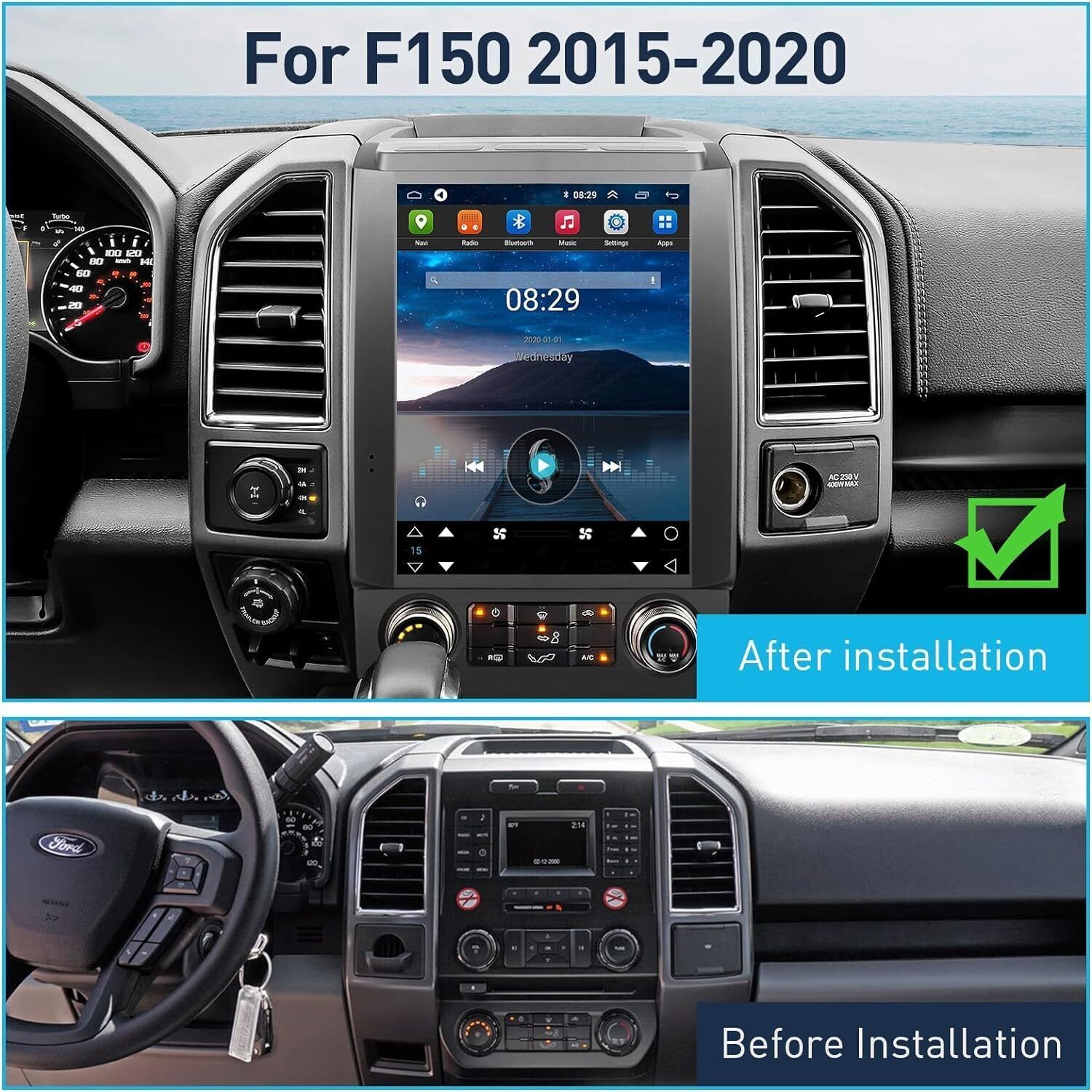 12.1″ CarPlay Wireless BT Navi IPS Display Multimedia for Ford F150 2015-2021