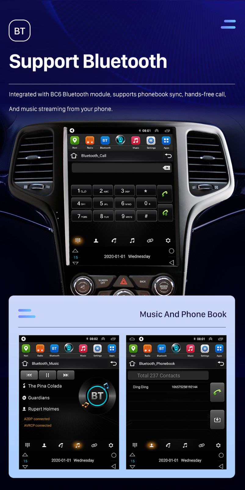12.8″ Android Car RadioCarplay Stereo HD GPS For 2014-2020 Jeep Grand Cherokee
