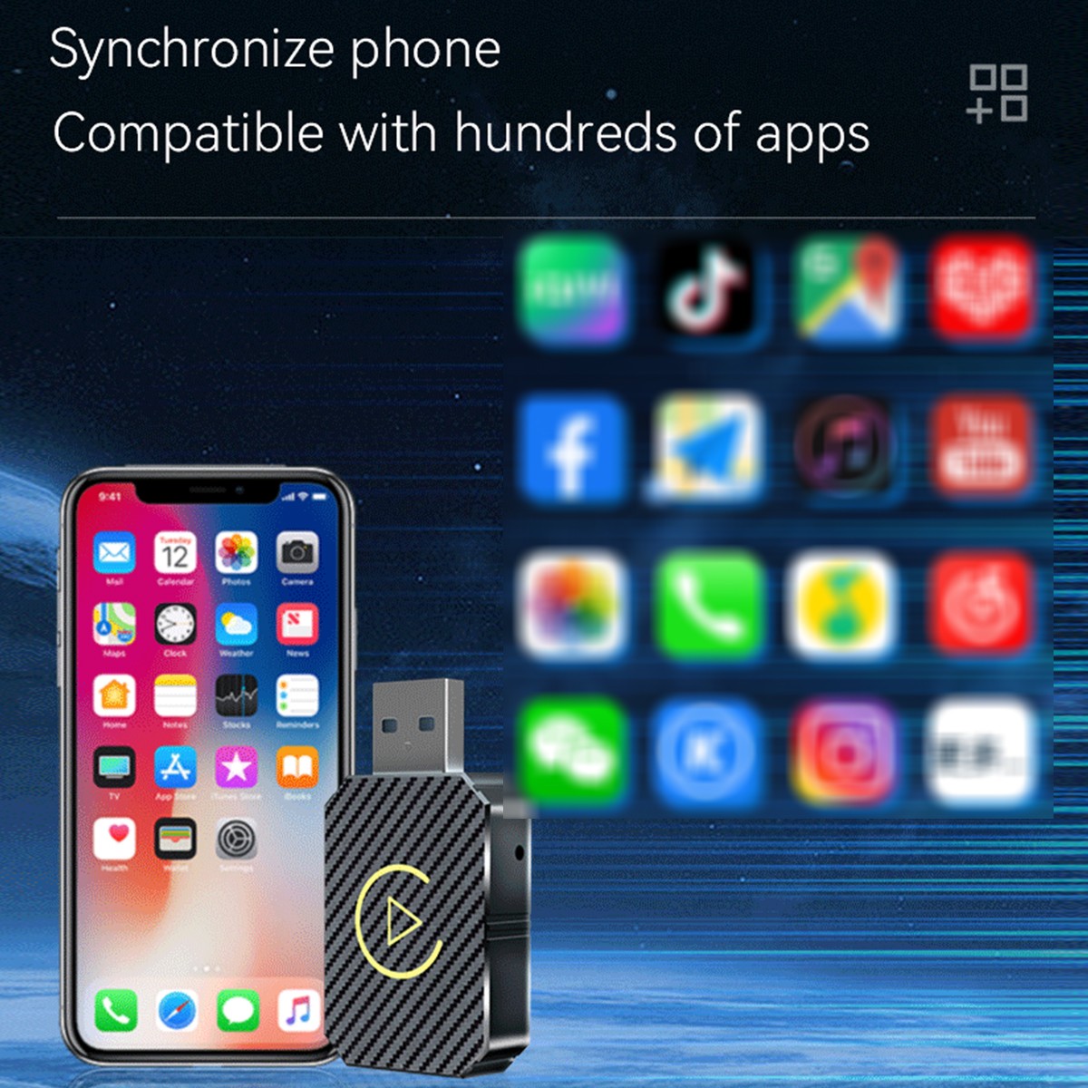 Wireless Carplay Android Auto Adapter 2 in 1 Mini Box USB Dongle Plug & Play