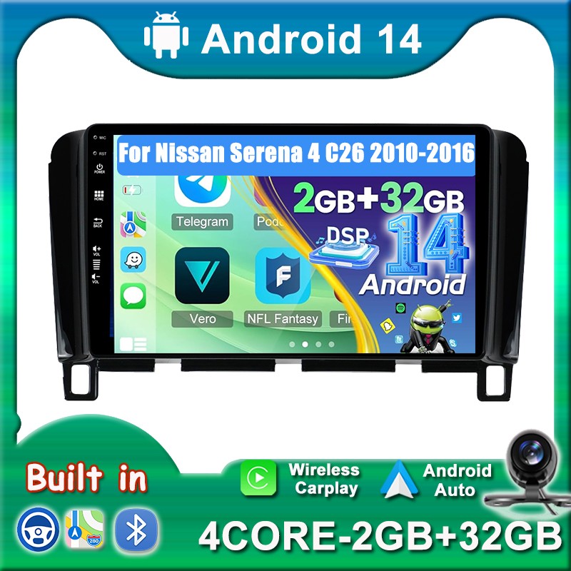CarPlay Android Car Stereo For Nissan Serena 4 C26 2010-16 GPS Navi Stereo 32GB