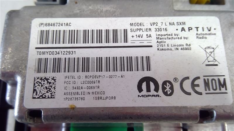 2021-2022 DODGE CHALLENGER AUDIO EQUIPMENT MULTIMEDIA DISPLAY OEM 68467241AC