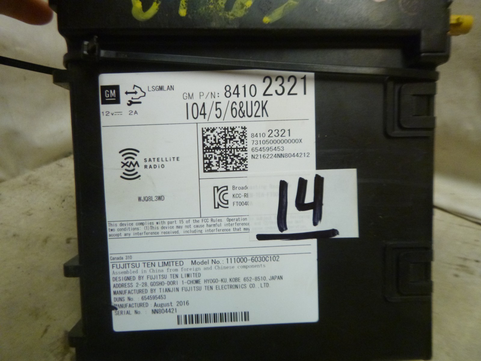 17 18 19 20 21 Chevrolet Camaro Radio Receiver 84102321 B14