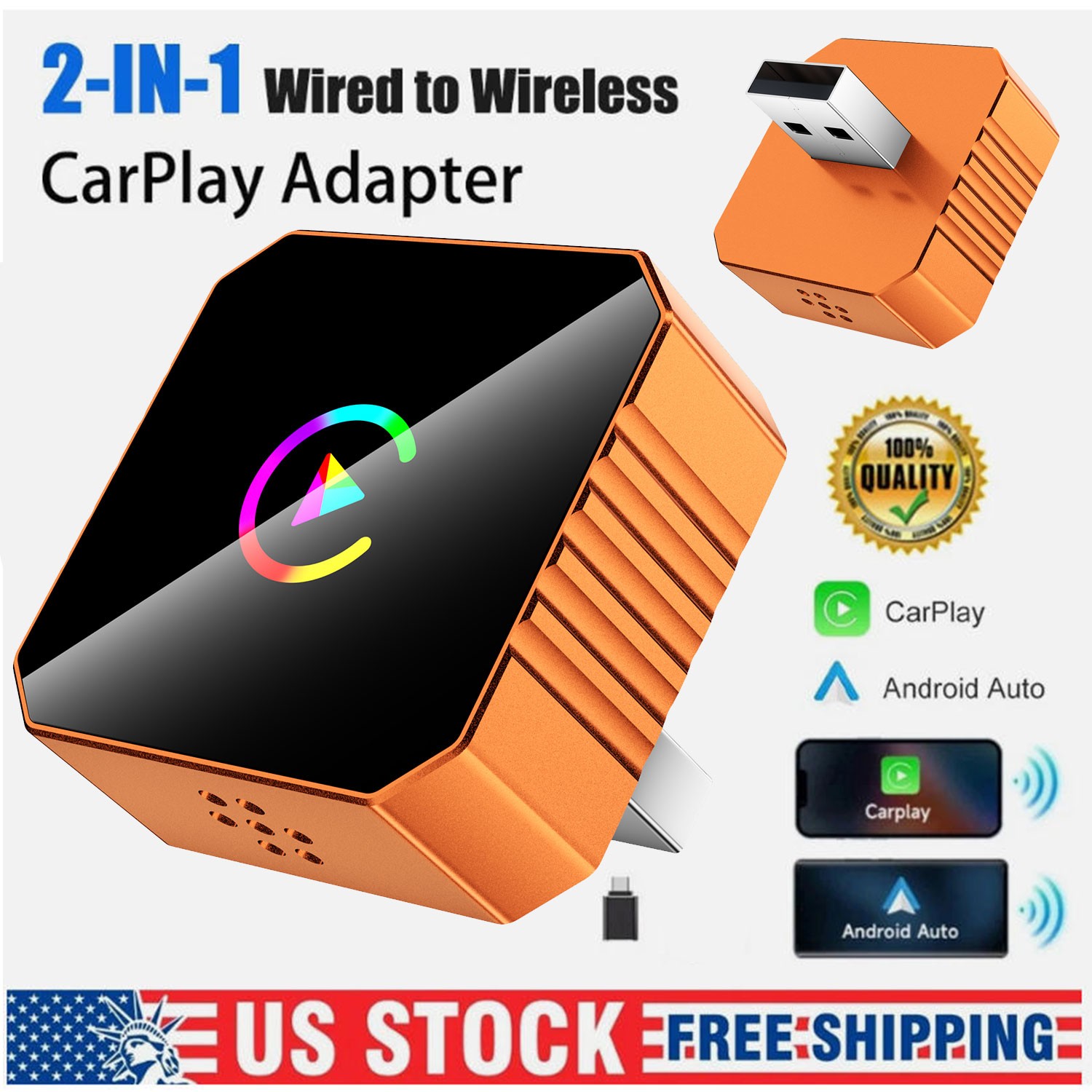 2026 Mini Wireless CarPlay Adapter Wired to Wireless for CarPlay & Android Auto