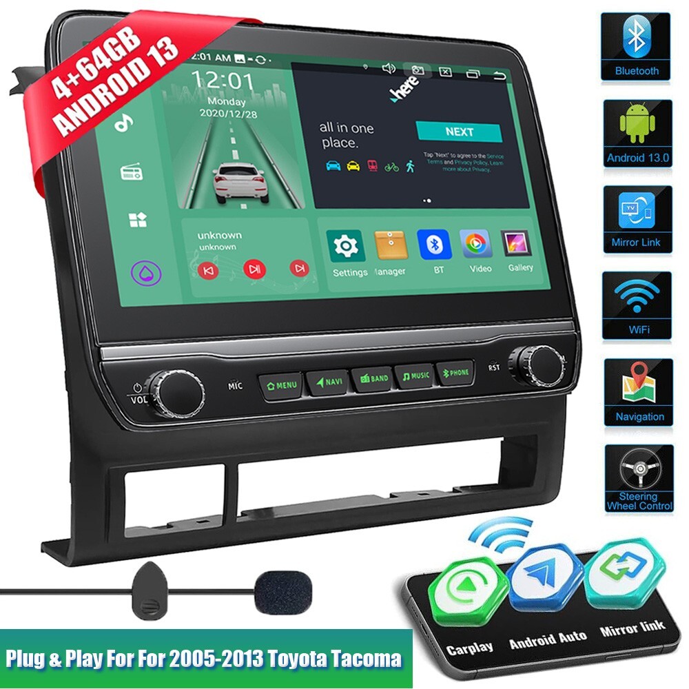 10.1” Android 13 For Toyota Tacoma 2005-2013 Car Carplay GPS 4+64G Radio Stereo