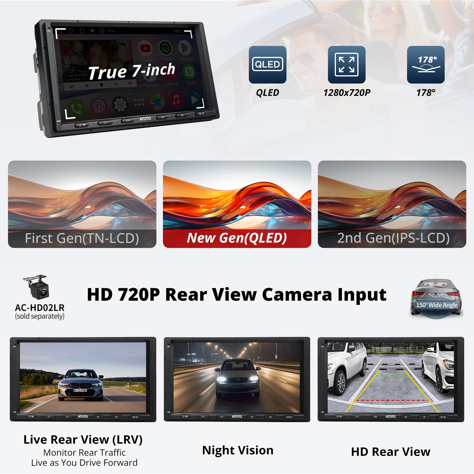ATOTO A6PF 7IN 2DIN Car Stereo 2+32G Wireless Android Auto & CarPlay,2xBluetooth