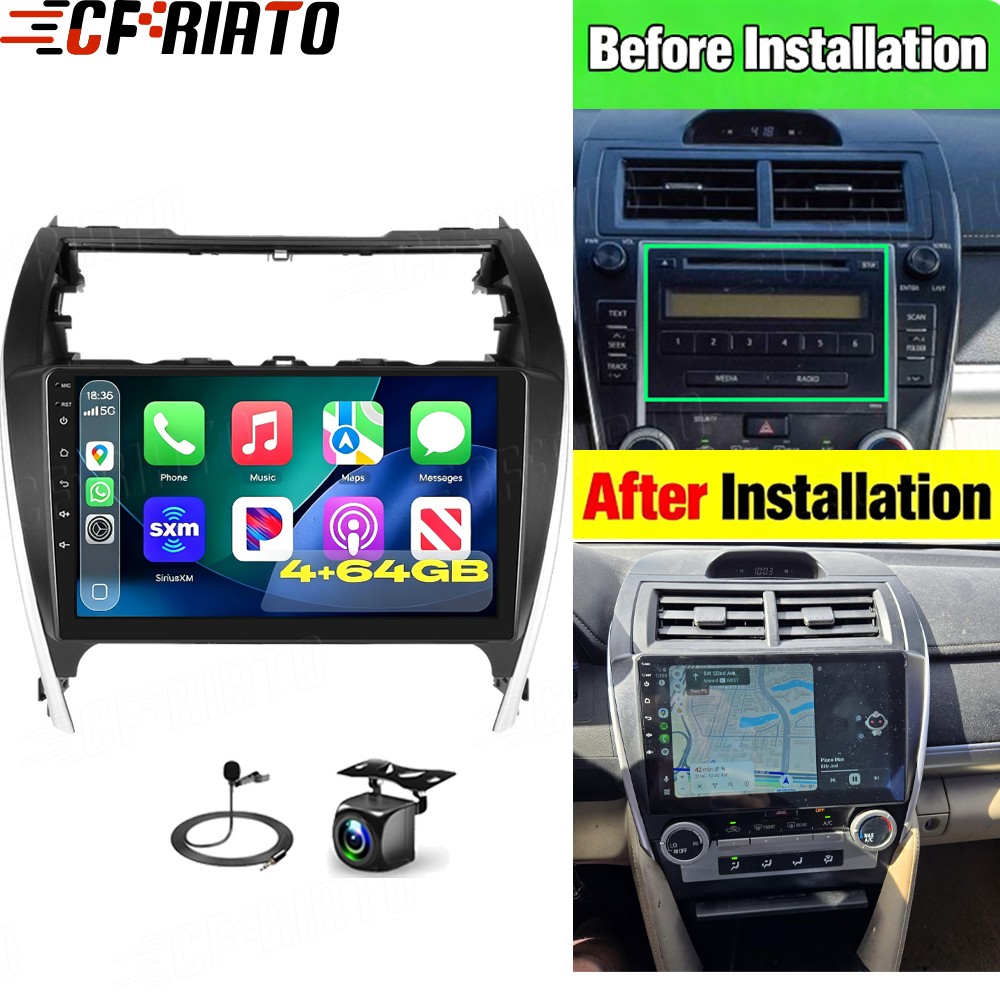 4G+64GB Carplay For 2012-2014 Toyota Camry Android 15 Car Stereo Radio GPS + Cam