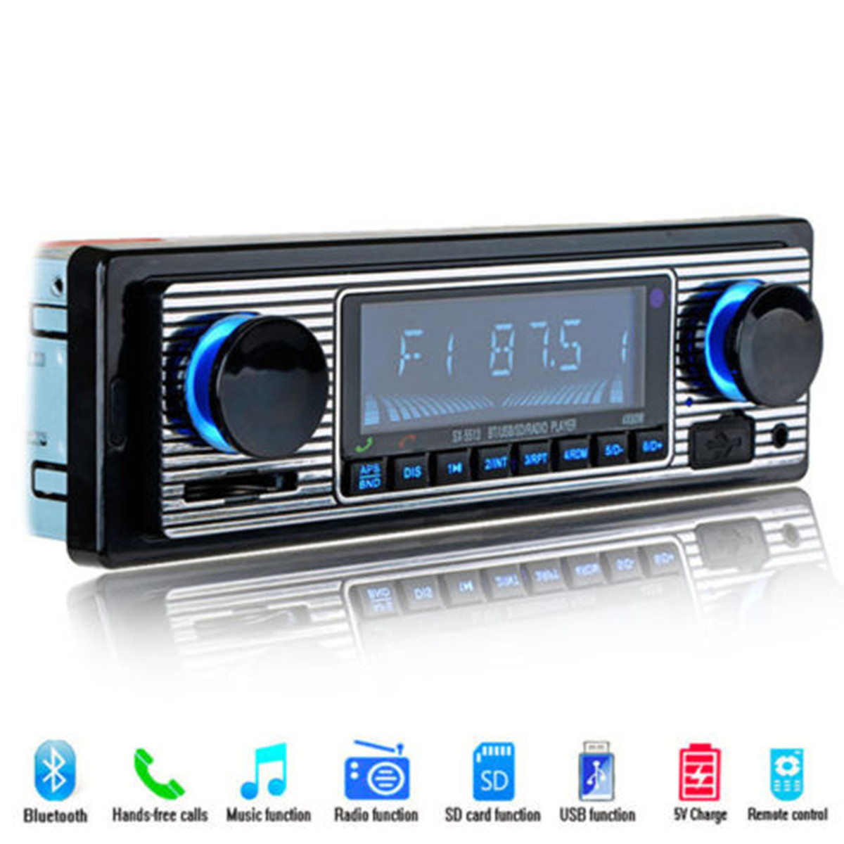 Single 1 Din Car Radio Stereo Audio In-Dash Bluetooth MP3 Player FM AUX/SD/USB
